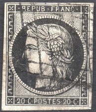 1849  CERES N° 3c  GRIS NOIR