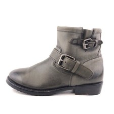 Stivali moto motociclista ASH Vegas Bis in pelle grigio oliva EUR 38 donna taglia 7 fibbia