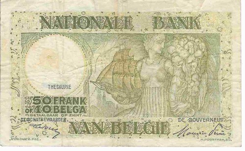 1947 belgio banconota 50 - belgio,