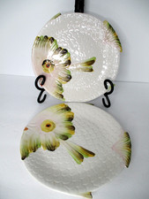 Set 5 piatti da portata pesce ceramica figurativa italiana vintage dipinti a mano 8"