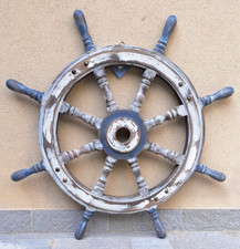 SCONTO 30% TIMONE IN LEGNO ANTICATO A MANO EFFETTO VINTAGE ø 88 Cm ARREDO MARINO