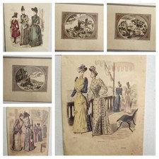 7 STAMPE vintage 1890  moda