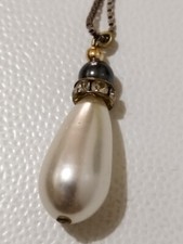 VINTAGE ANNI 90 CIONDOLO A GOCCIA E PIETRE CON COLLANA IN ARGENTO 925