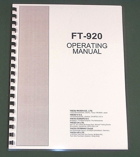 Yaesu 920 manuale - manuale, d'uso