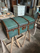 Baule antico in legno E Stoffa da viaggio Forziere 900 vintage Cassa