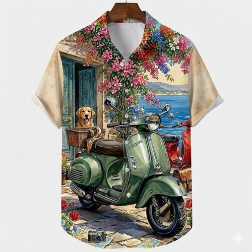 Shirt hawaiana vintage vespa - t-shirt,