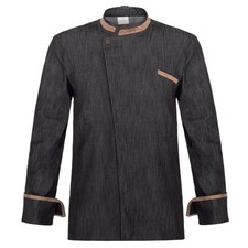 Giacca Chef Ulisse Jeans Scuro Elasticizzata Giacca Cuoco inserti in Pelle Giacc