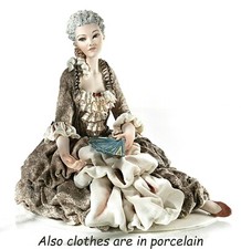 Statuina Porcellana Capodimonte Statuetta Dama Veneziana del'700 con Ventaglio