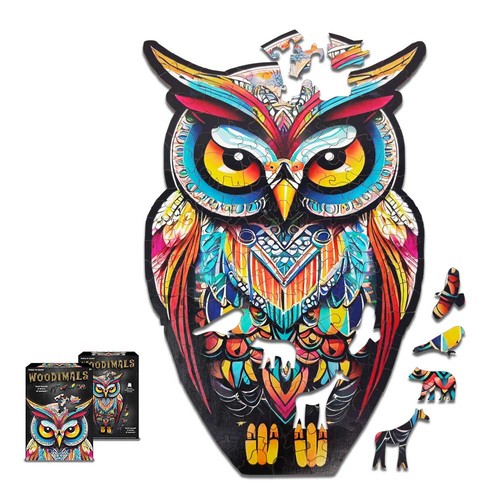 Wood owl multicolor puzzle - owl,