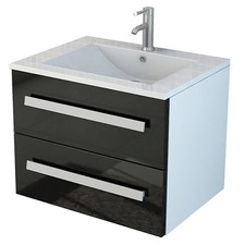 Set da bagno Arosa mobile da bagno nero mobile da bagno lavabo 60 cm lavandino