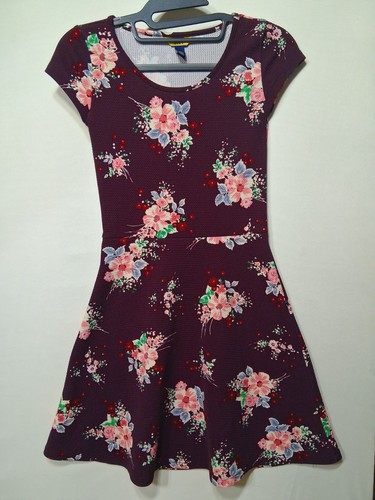 Abito teen floreale bordeaux - abito,