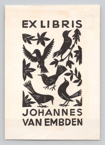 Libris book plate woodcut - ex,