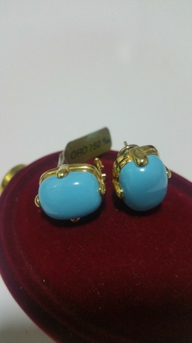 Turquoise earrings 18kt gold - turquoise,