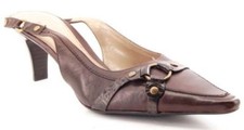 New BANDOLINO Women Brn Leather Slingback High Heel Pointy Toe Pump Shoe Sz 8 M