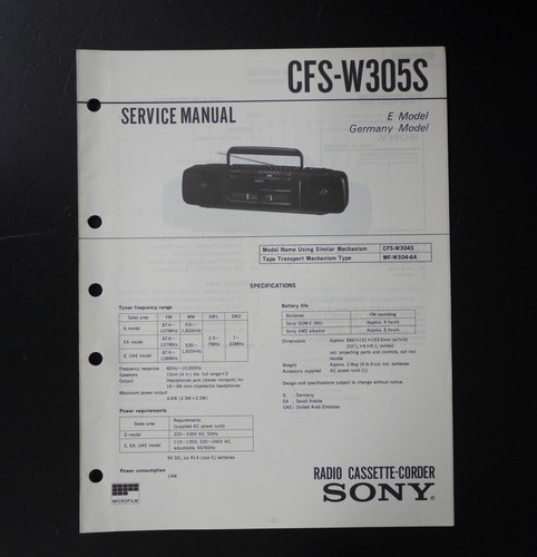 Originale sony cfs w305s - sony, cfs-w305s