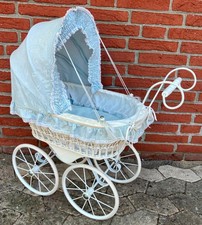 Vecchio passeggino per bambole passeggino in rattan cestino vintage shabby bianco anni 50
