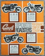 GREEVES Sports Roadsters Scheda Specifiche Vendita Moto c1963 Essex ++