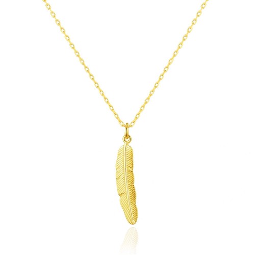Collana con piume placcate oro