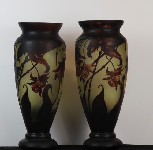 Vaso vetro cammeo floreale - in,