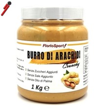 FlorioSport, Burro di Arachidi Crunchy, 1 Kg (1000 g) 25% Proteine Con Granella