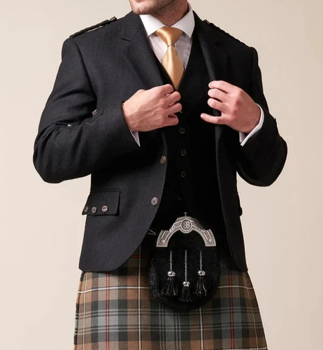 Giacca kilt uomo scozzese nero - giacca,