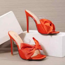 Sandali Sabot Ciabatte Tacco Alto 12 cm Arancione Pelle Sintetica 51306