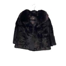 Cappotto donna Nth Prestige Collection nero scrollato pelliccia sintetica taglia small