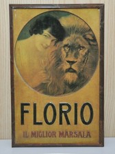 Florio Marsala vino pubblicità vintage targa insegna metallo latta replica