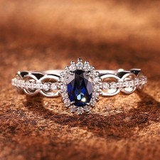Anello retrò zaffiro blu