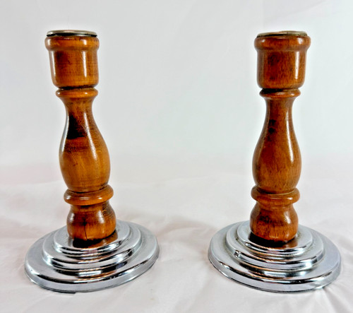 Pair vintage art deco wood - art,