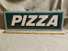 Insegna PIZZA 2 lati vintage legno dipinto 6x17,5" invecchiata dall'età e dall'uso