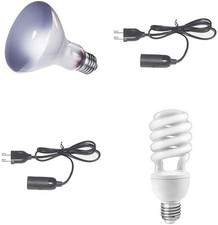 Kit Lampada UVB per RETTILI E Tartarughe+ Lampada RISCALDANTE Spot + 2 PORTALAMP