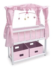 Cestino tasso culla bambola baldacchino con cesti, biancheria da letto e mobile (adatto americano