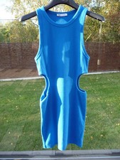 ZARA: ABITO CORTO BODYCON DONNA CON RITAGLI LATERALI. Blu. Taglia EU M (UK 10).