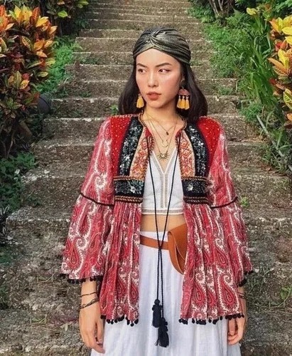 Giacca zara rossa ricamata - giacca,