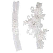  2 pezzi eleganti giarrettiere da sposa pizzo fiore elastico gambe anelli