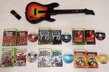 Pacchetto Controller Wireless Xbox 360 Guitar Hero Sunburst con 6 Giochi Cinghia Funzionante