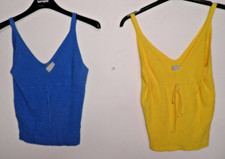 2 crop top a maglia donna - Stefanel canotte Azzurre/gialla tg. S.  NIRIMA