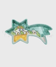 Piatto Natalizio a Stella Cometa In Ceramica di Vietri Casette Verde Artigianale