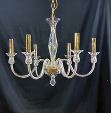 Lampadario in Cristallo di Boemia 6 luci oro trasparente madreperla vintage