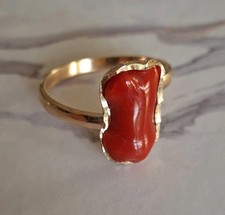 Anello  vero corallo Antico ROSSO  Di Sardegna Argento 925 Oro Giallo 18 KT