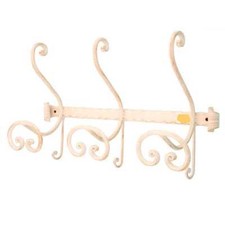 Appendiabiti da parete in ferro battuto forgiato 3 posti bianco oro arredo casa