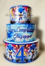 Torta SONIC 3piani Scenografica personalizzata Polistirolo Finta Compleanno
