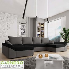Divano letto matrimoniale 1 vano contenitore 4 posti 321cm grigio nero APPIA