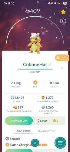 Charmander cubone hat shiny - charmander,