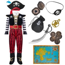 Halloween Costume Pirata per Bambini Ragazzo Capitano Pirata Costume Set per Halloween...