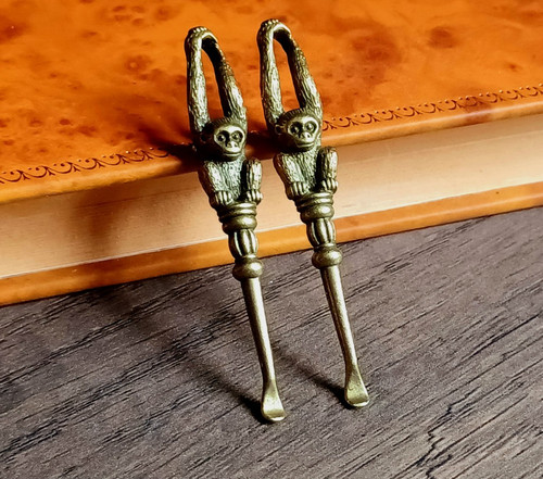 2pc mini spoon brass - brass, monkey