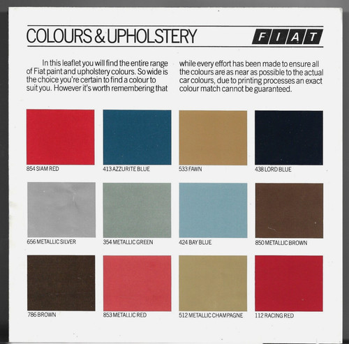 Fiat colour trim 1982 1983 - colour,