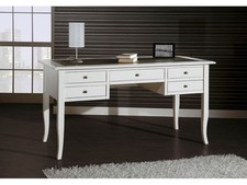 SCRIVANIA SCRITTOIO  LACCATO BIANCO ARTE POVERA PIANO IN PELLE  