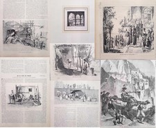 1890 lotto 6 xilografie acciaio originali Amalfi Scoppetta processione Venedì Sa